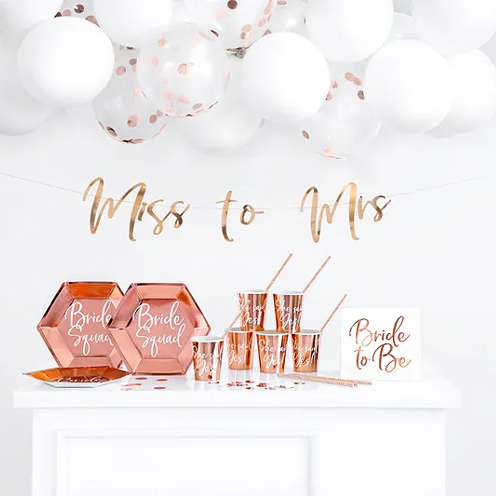 PARTY DECORATIONS SET - BACHELORETTE PARTY ROSE GOLD 60PCS