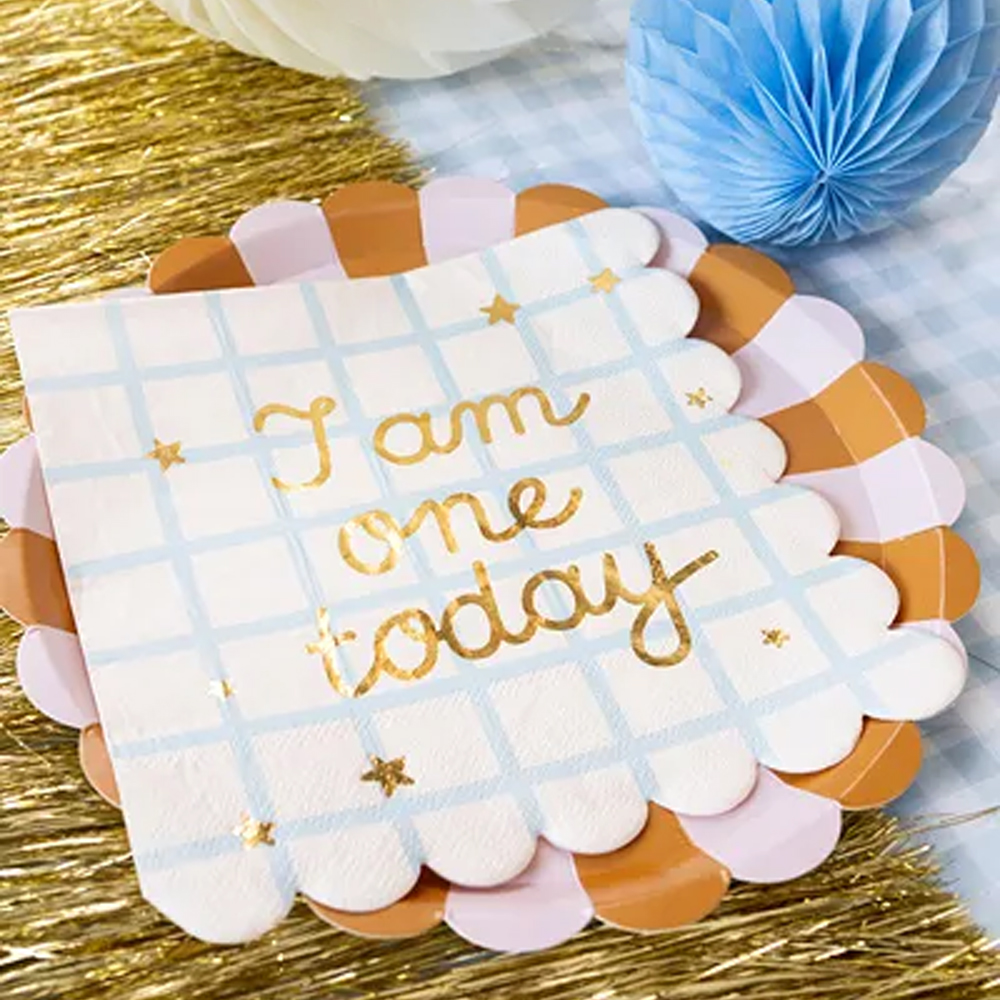 NAPKINS I AM ONE TODAY TEDDY BEAR BEIGE 33X33CM 12PCS - Image 2