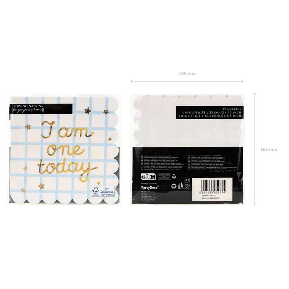 NAPKINS I AM ONE TODAY TEDDY BEAR BEIGE 33X33CM 12PCS - Image 4