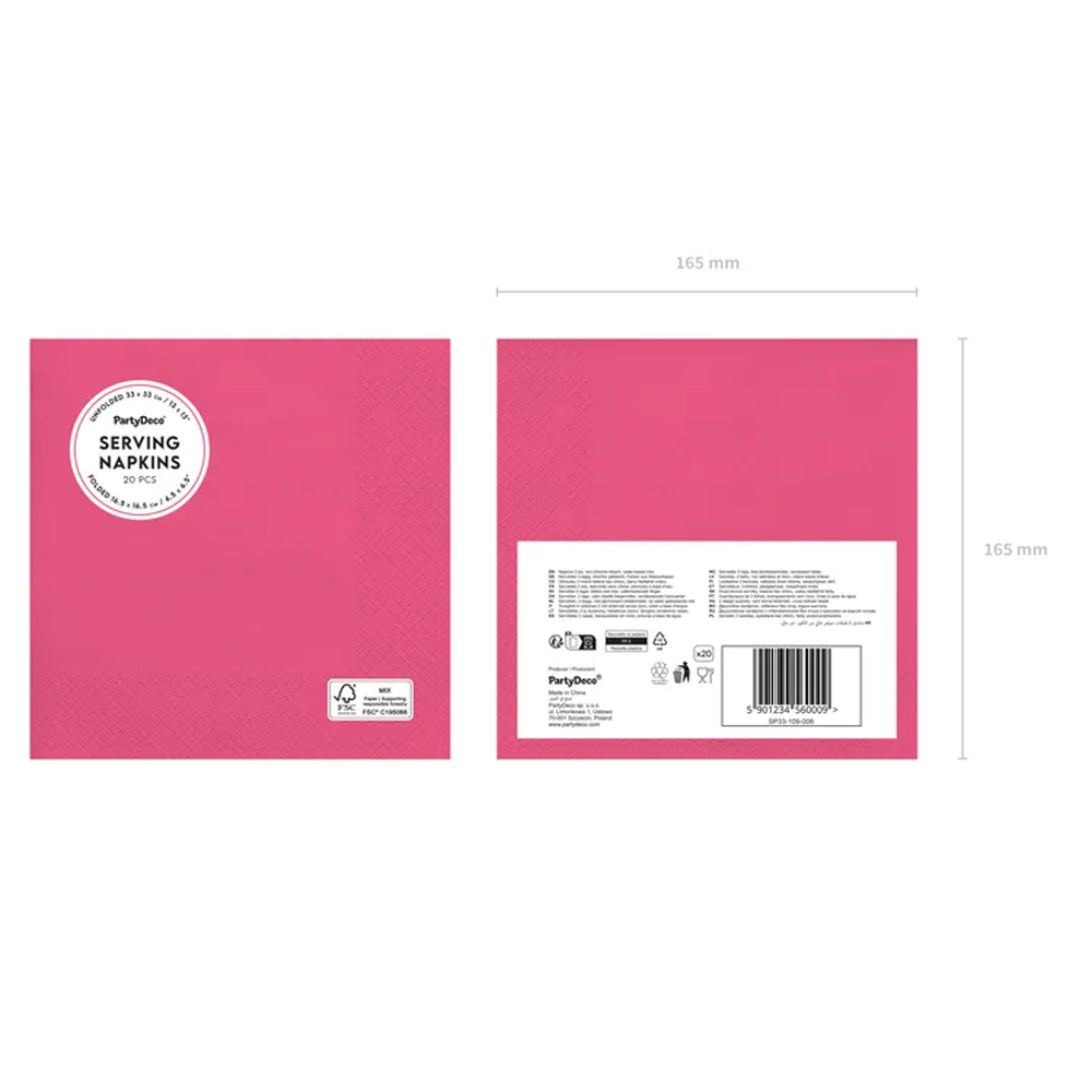 PAPER NAPKINS DARK PINK 33X33CM 20PCS - Image 4
