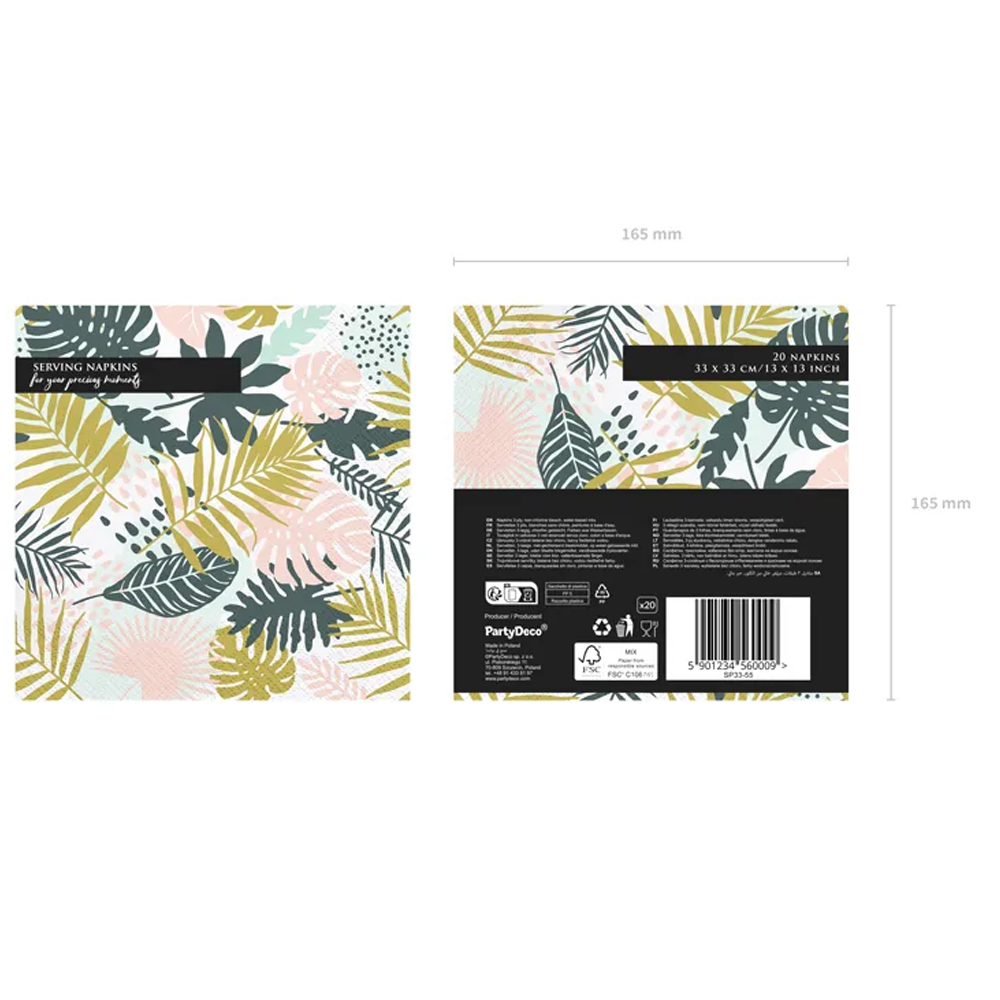NAPKINS ALOHA LEAVES 33X33CM 20PCS - Image 3