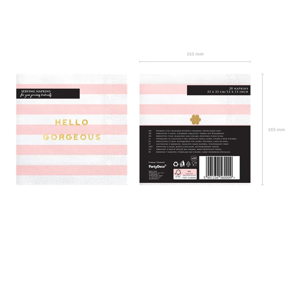 NAPKINS YUMMY - HELLO GORGEOUS LIGHT PINK 33X33CM 20PCS - Image 5