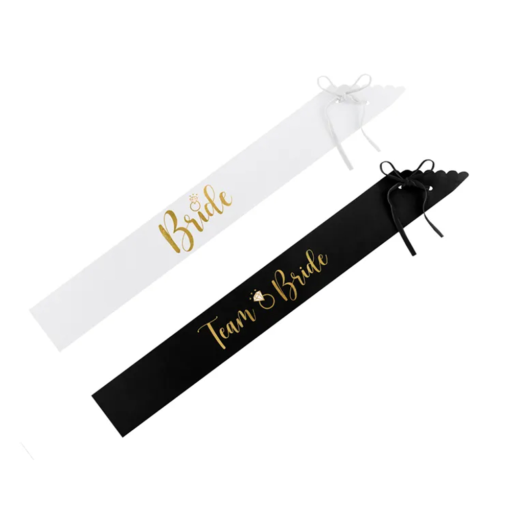 BRIDE TO BE AND BRIDE SASHES BLACK AND WHITE 6PCS