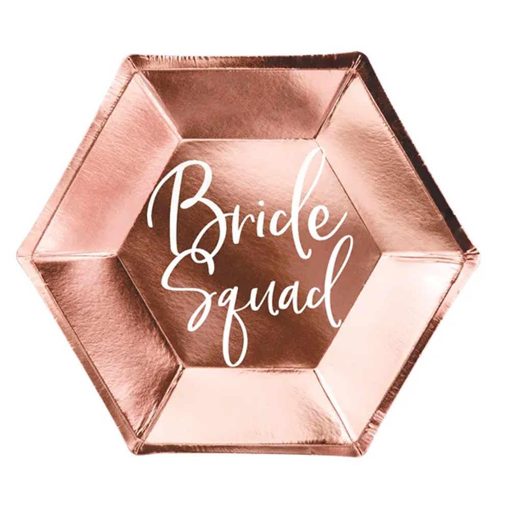 PLATES BRIDE SQUAD ROSE GOLD 23CM 6PCS