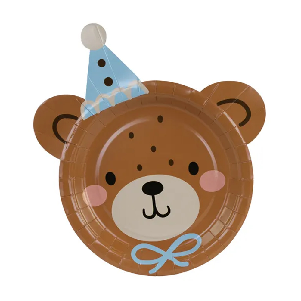 PLATES TEDDY BEAR HEAD 21X23CM 6PCS