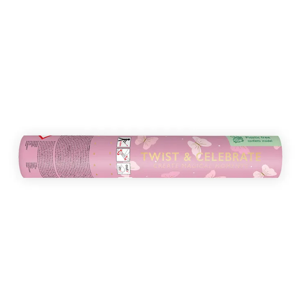 CONFETTI CANNON PINK BUTTERFLIES 20CM - Image 3