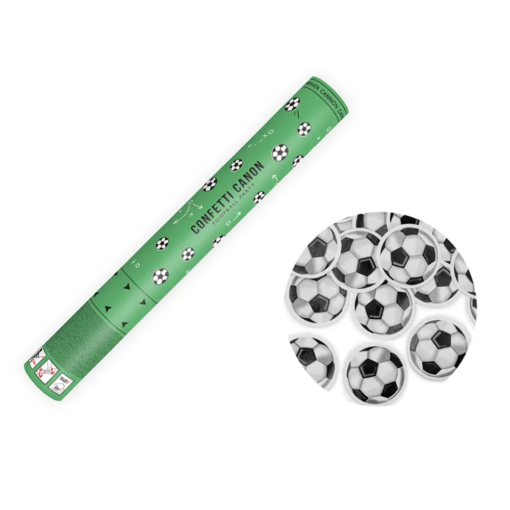 CONFETTI CANNON WITH FOOTBALLS MIX 40CM