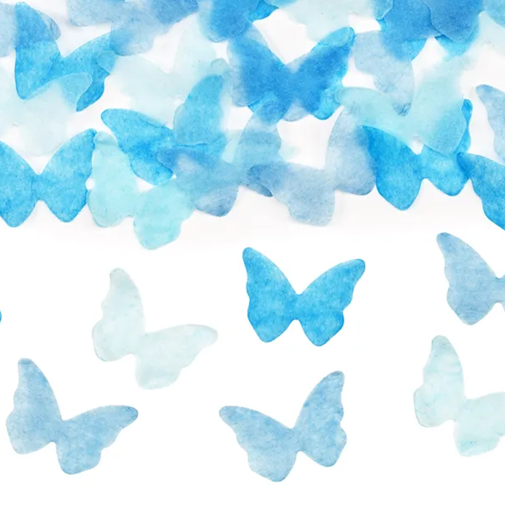 CONFETTI CANNON BLUE BUTTERFLIES 20CM - Image 2