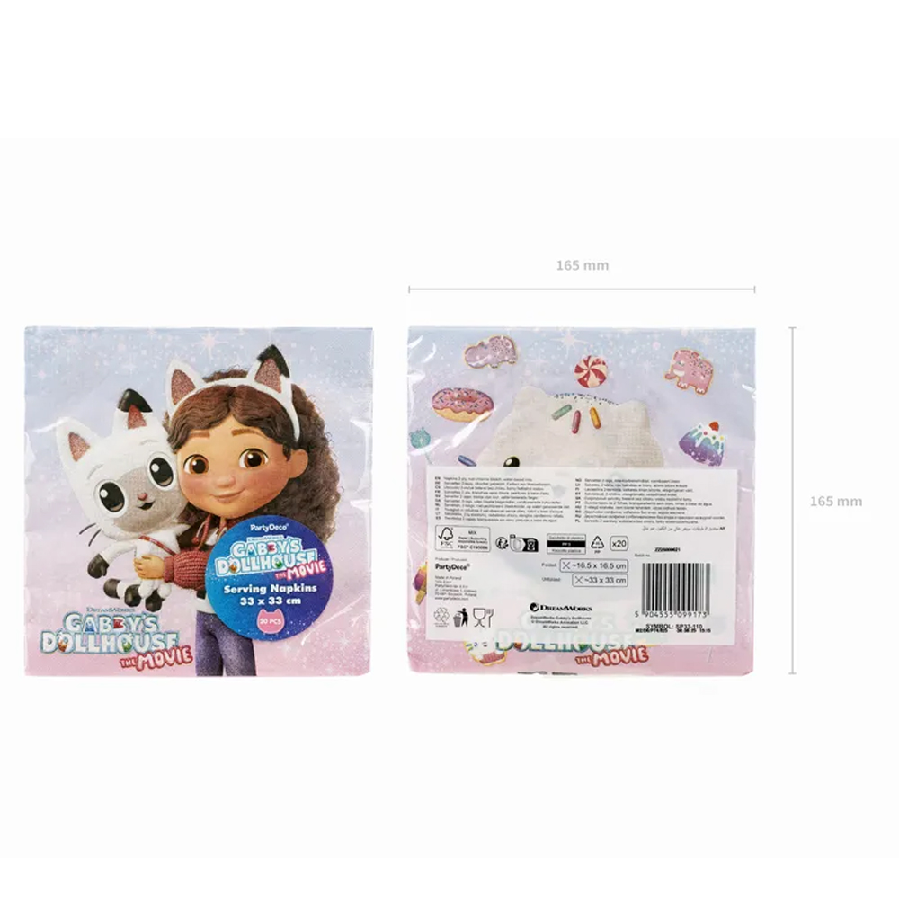 NAPKINS GABBY'S DOLLHOUSE 33X33CM 20PCS - Image 2