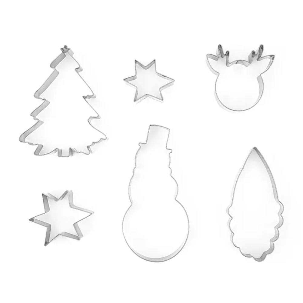 COOKIE CUTTERS MERRY CHRISTMAS SILVER 6PCS