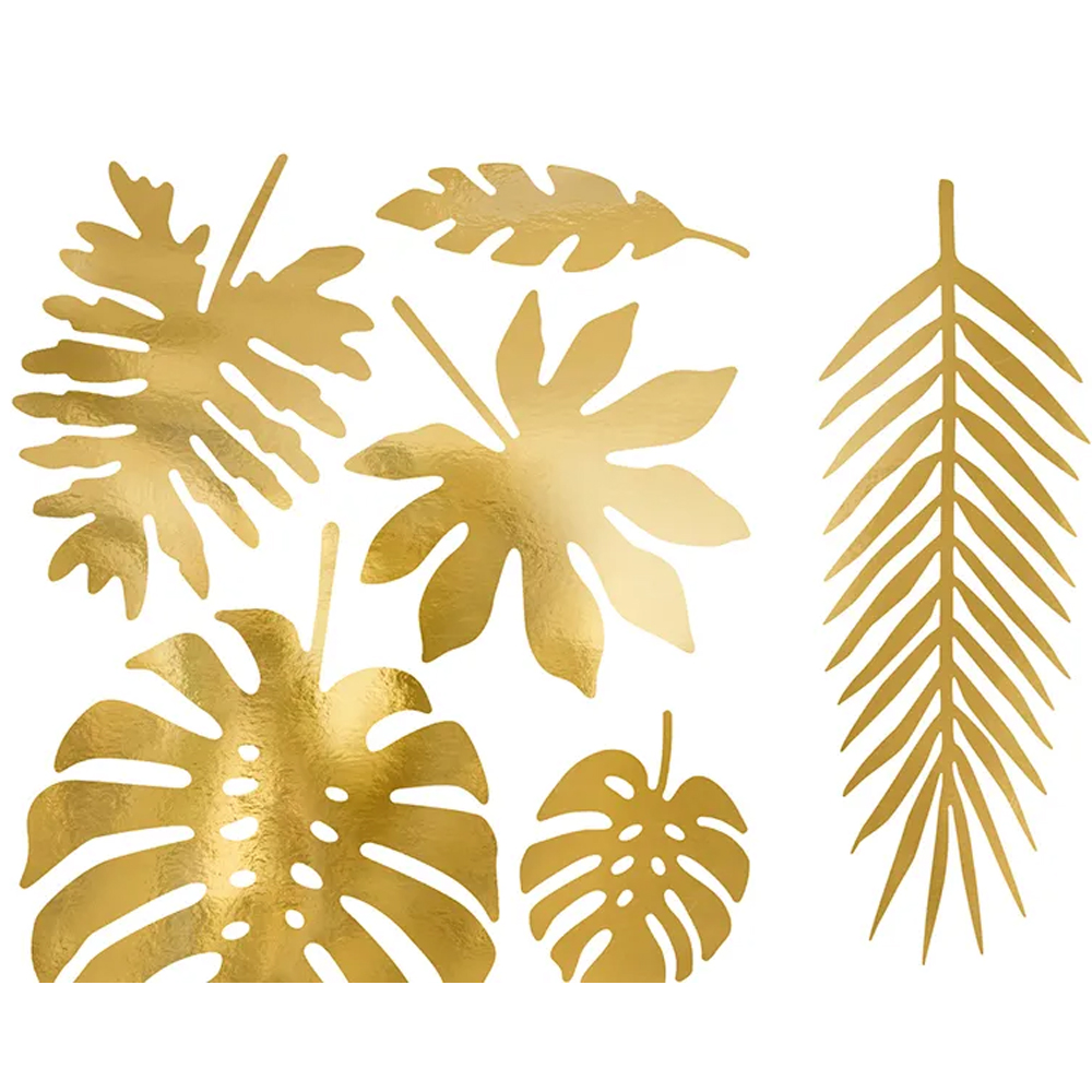 DECORATIONS ALOHA TROPICAL LEAVES GOLD 21PCS - Image 2