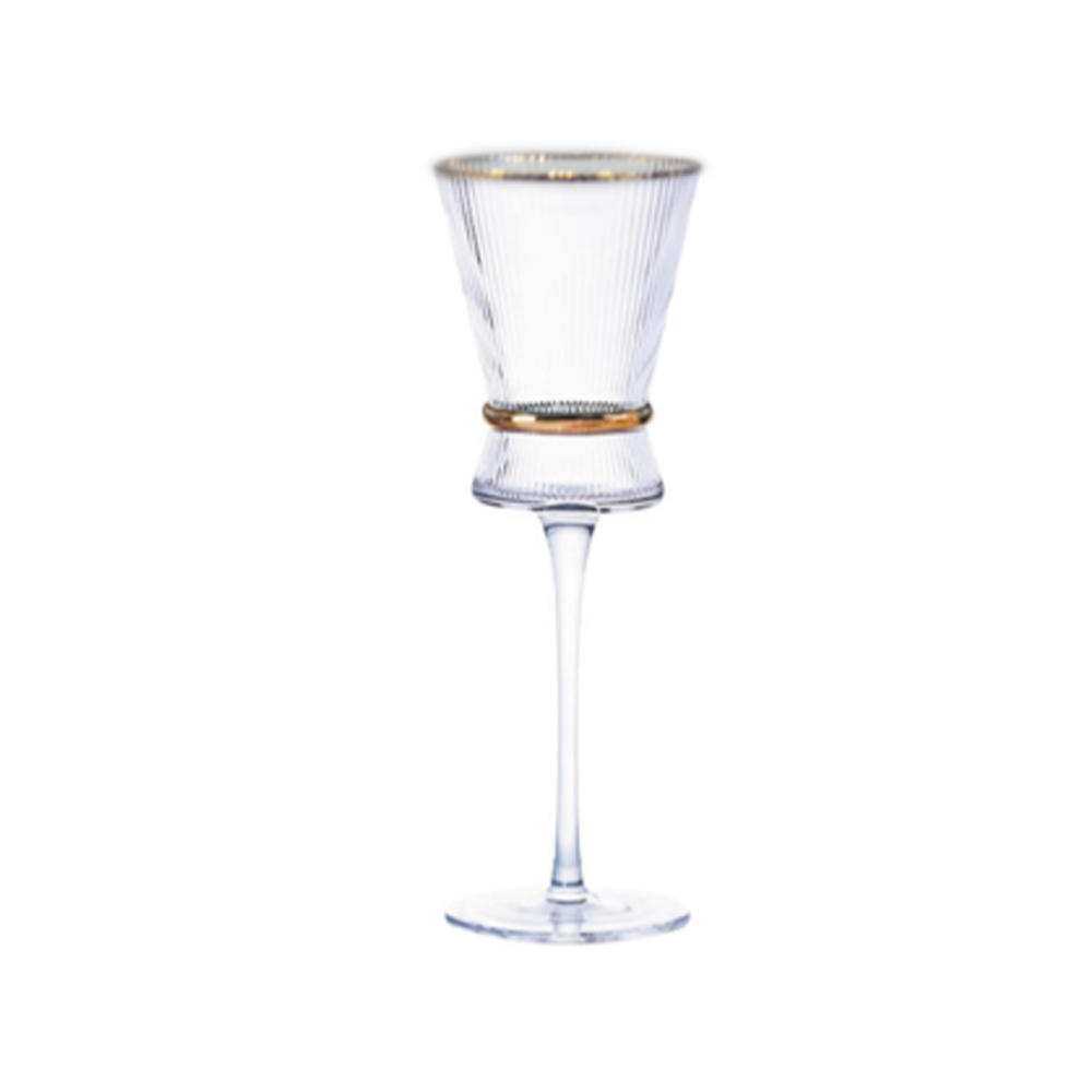 EMBOSSED WINE GLASS WITH GOLD RIM 8.5X23.5CM