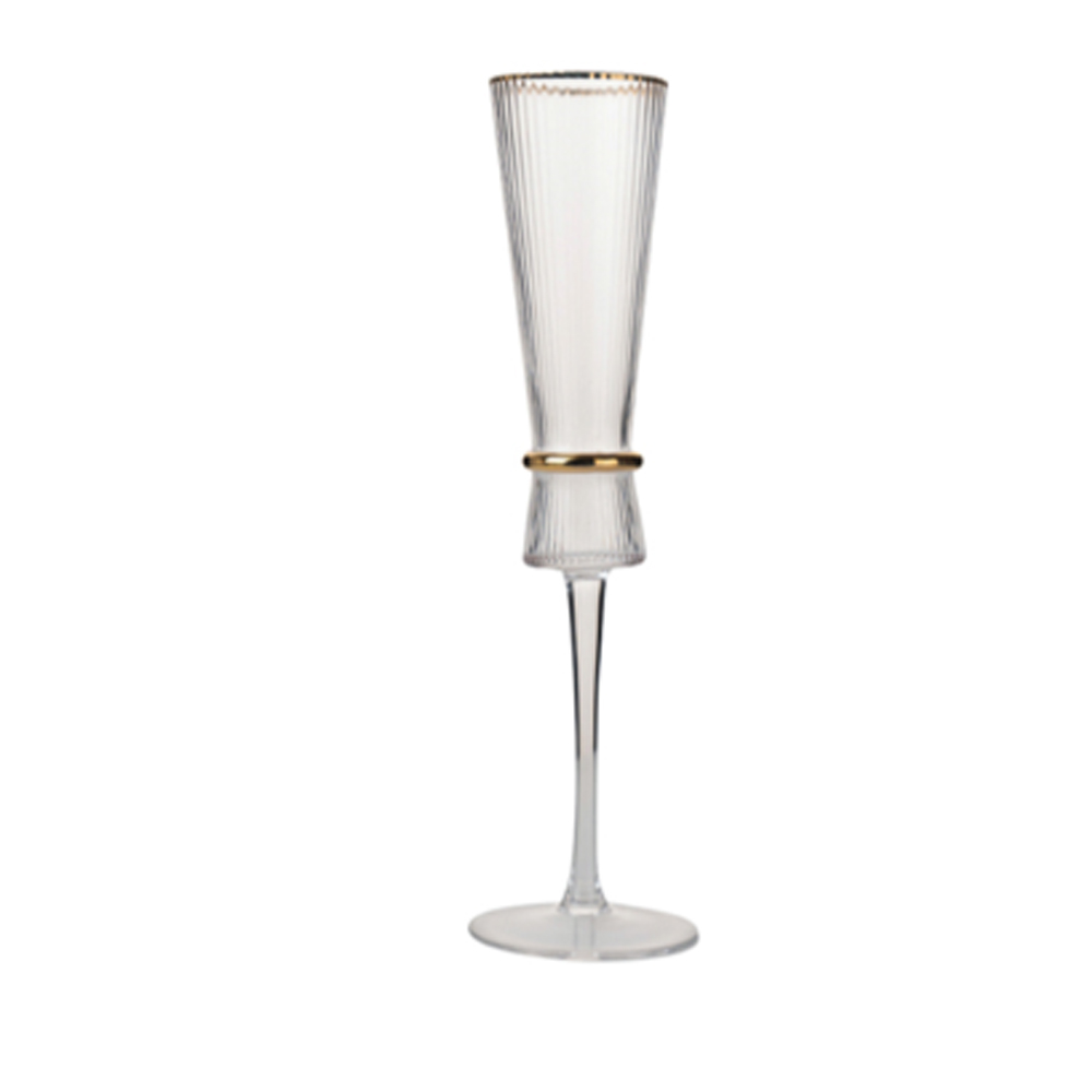 EMBOSSED CHAMPAGNE GLASS WITH GOLD RIM 170ML 5.5CMX26CM