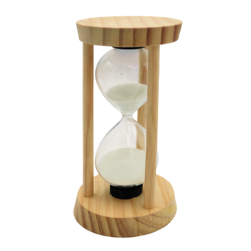 GLASS SAND TIMER WITH WOODEN BASE 8X16CM
