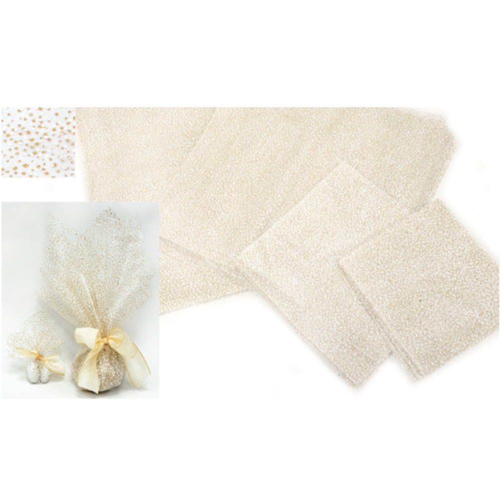 FABRIC WITH POUA AND GLITTER WHITE 36X36CM 50PCS