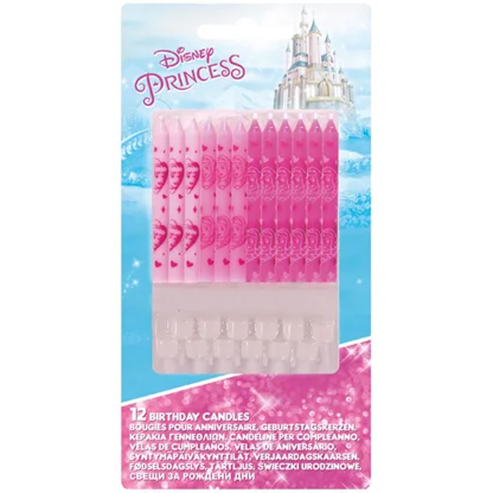 BIRTHDAY CANDLES AND HOLDERS DISNEY PRINCESS 12PCS