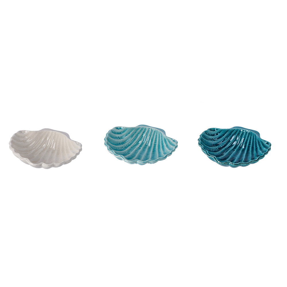SMALL DISH CONCH CERAMIC ASSORTED 3 COLOURS 19X18X5CM
