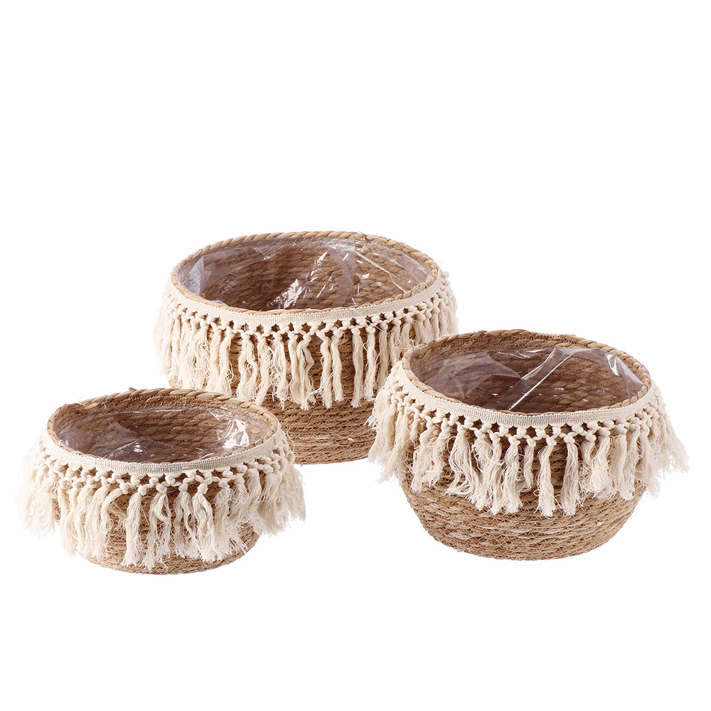 PLANTERS IN SEAWEED AND COTTON ROUND