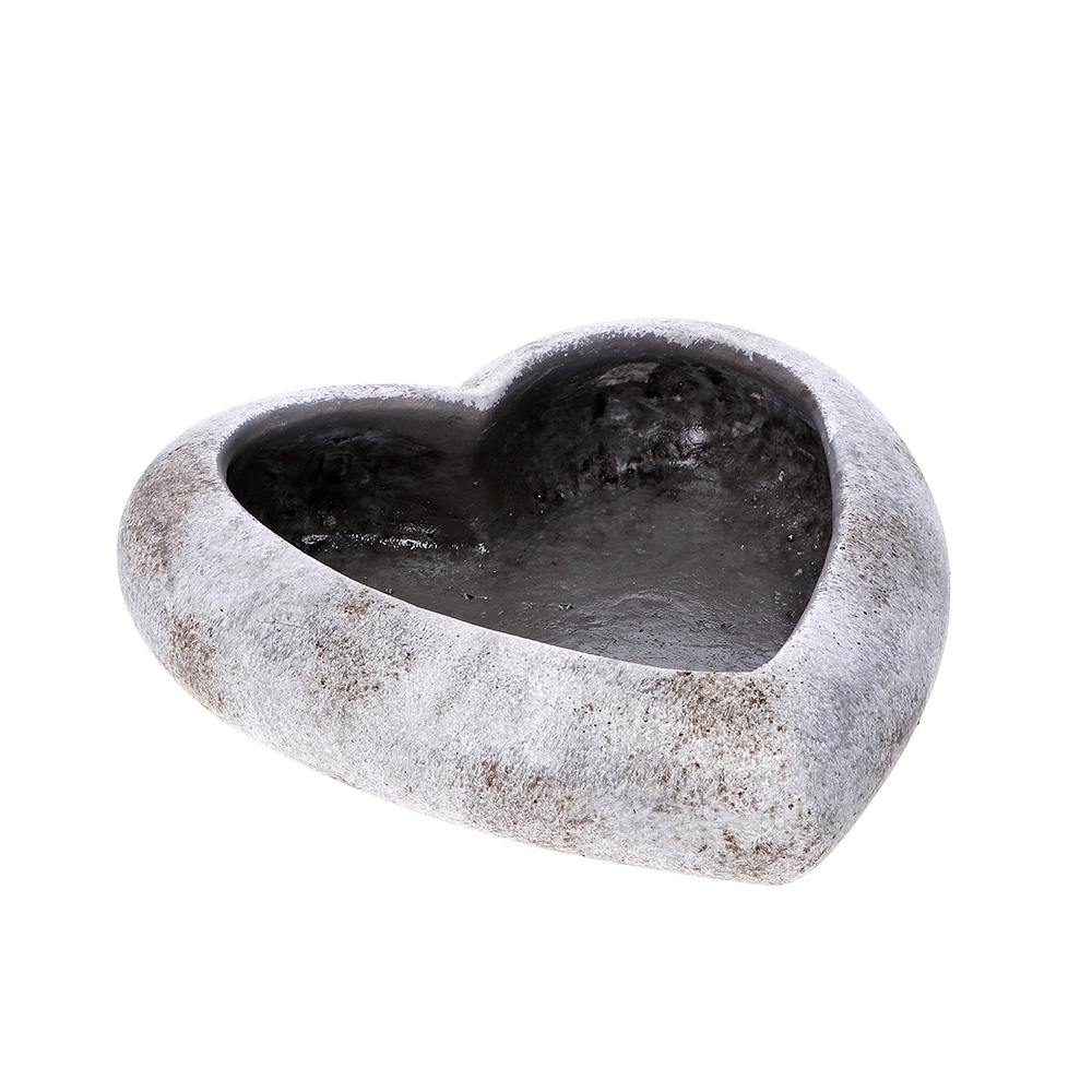 CEMENT VASE "CUORE" HEART-SHAPED 19X17X4.5CM