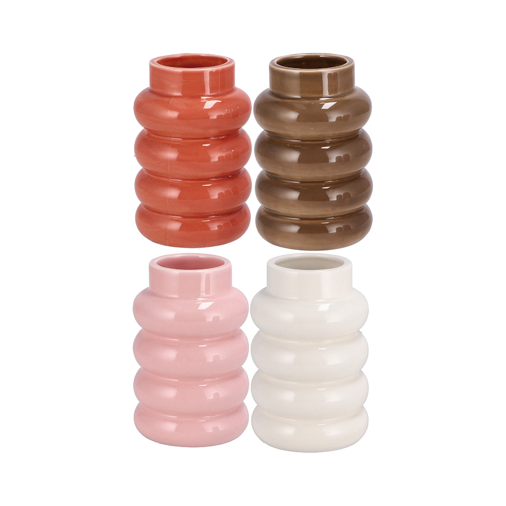 CERAMIC VASE ROBIN ASSORTED 4 COLOURS 7,5X12CM