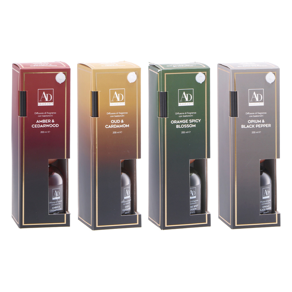 DIFFUSER FRAGRANCE WITH STICK ASSORTED 4 FRAGRANCES 200ML