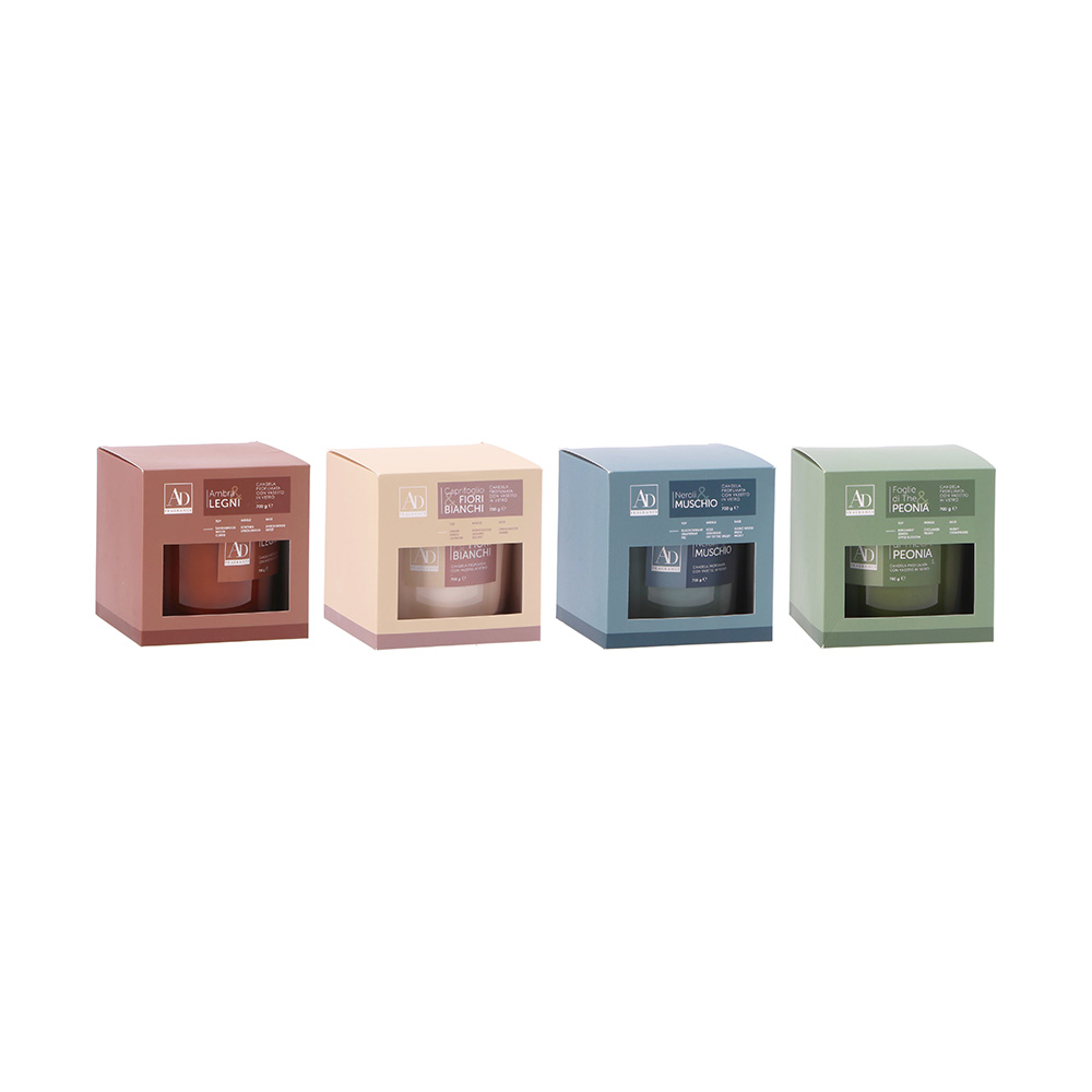 SCENTED CANDLE WITH GLASS JAR ASSORTED 4 FRAGRANCES 12X12CM