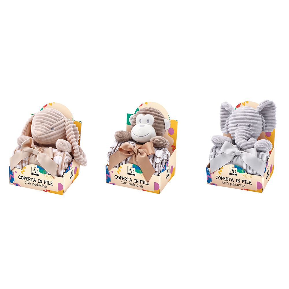 FLEECE BLANKET WITH PLUSH ASSORTED 3 MODELS 75X90CM