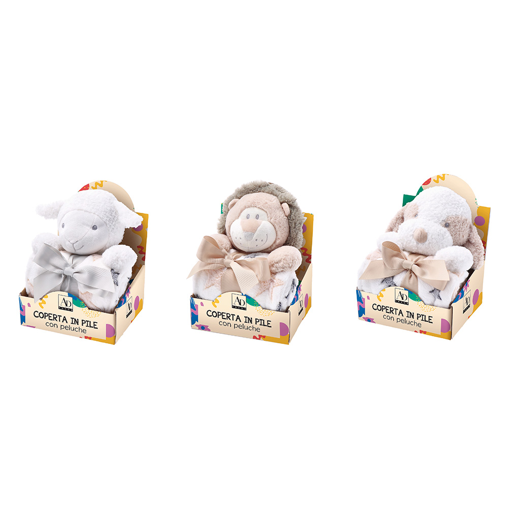 FLEECE BLANKET WITH PLUSH ASSORTED 3 MODELS 75X90CM