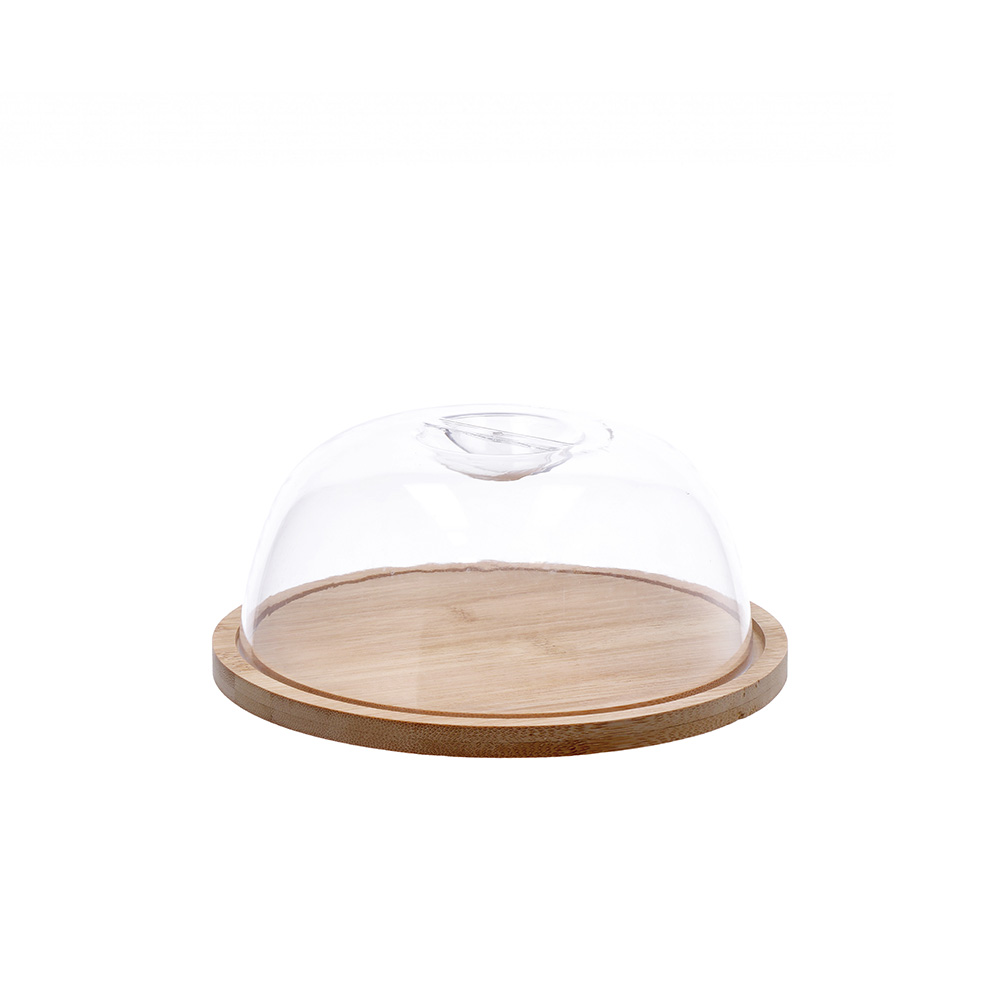 BAMBOO TRAY WITH PLASTIC BELL 18.5X7.5CM