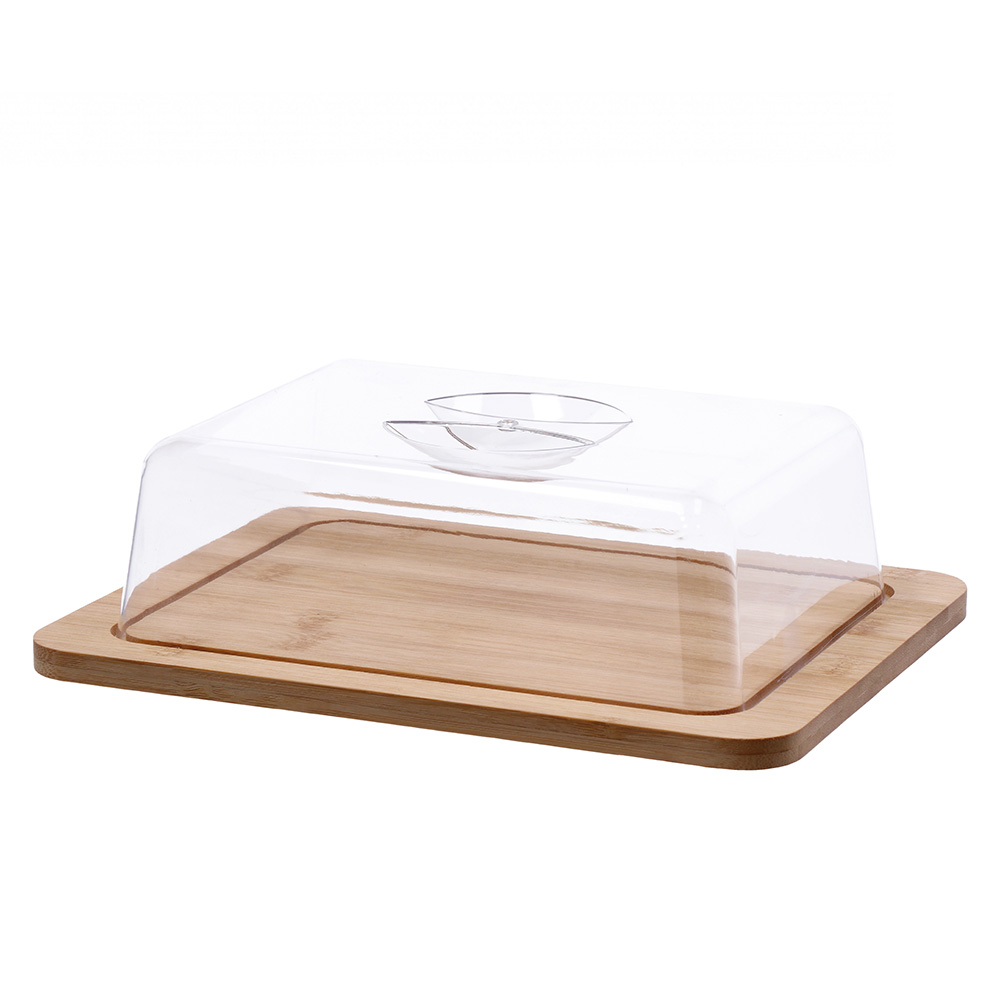 BAMBOO TRAY WITH BELL 26X20X7.5CM