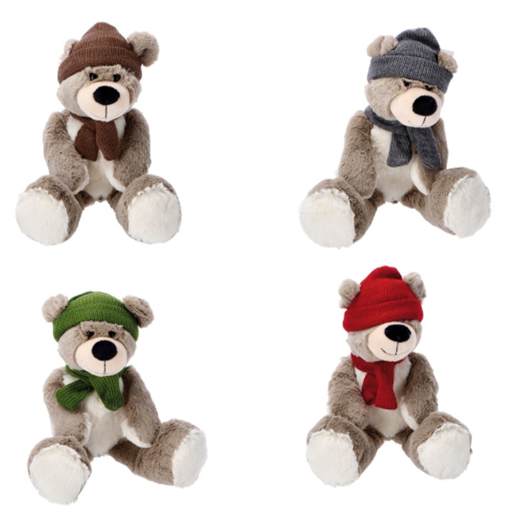 PLUSH TEDDY BEAR ASSORTED 4 COLOURS 34CM