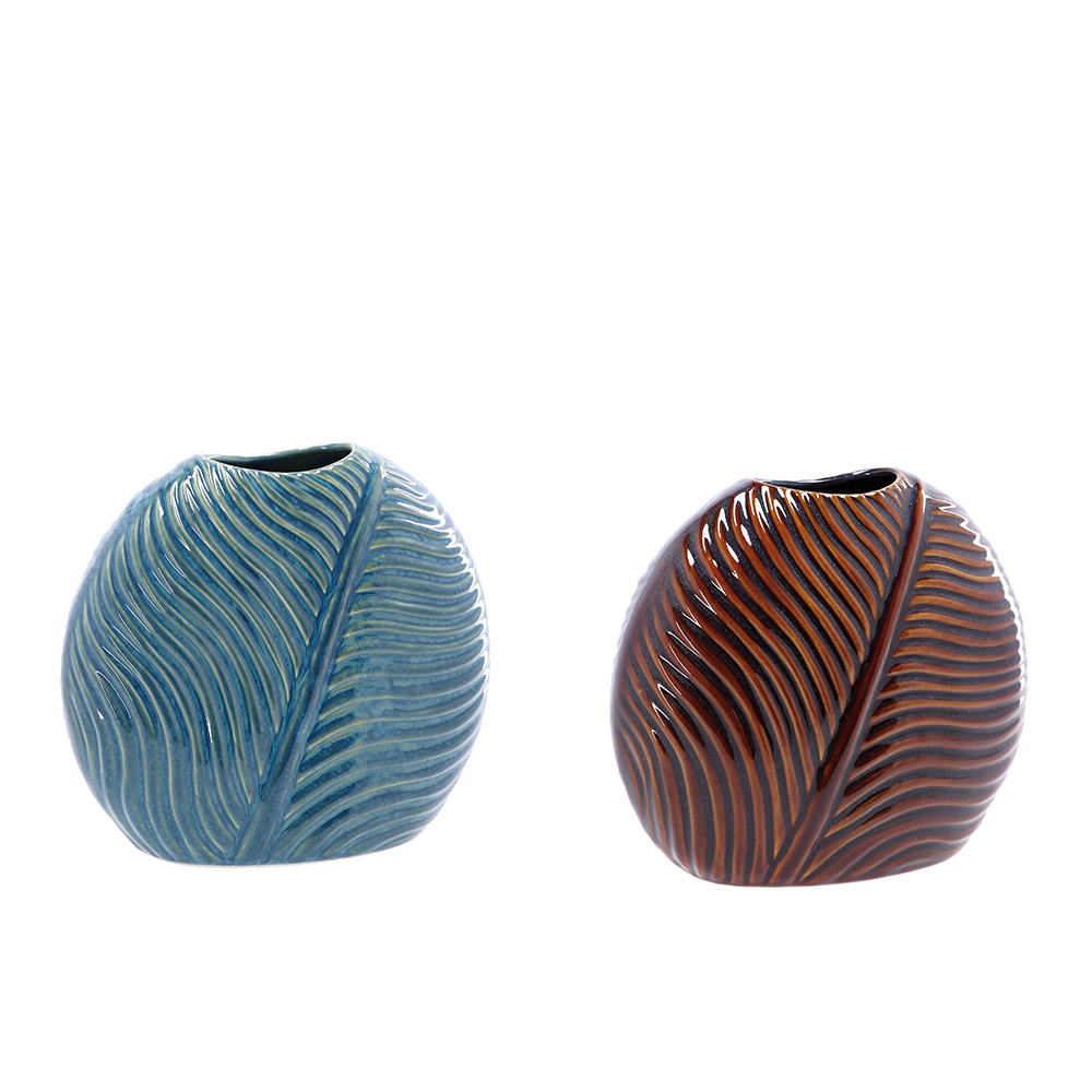 CERAMIC VASE ASSORTED 2 COLOURS 18X8,5X16CM