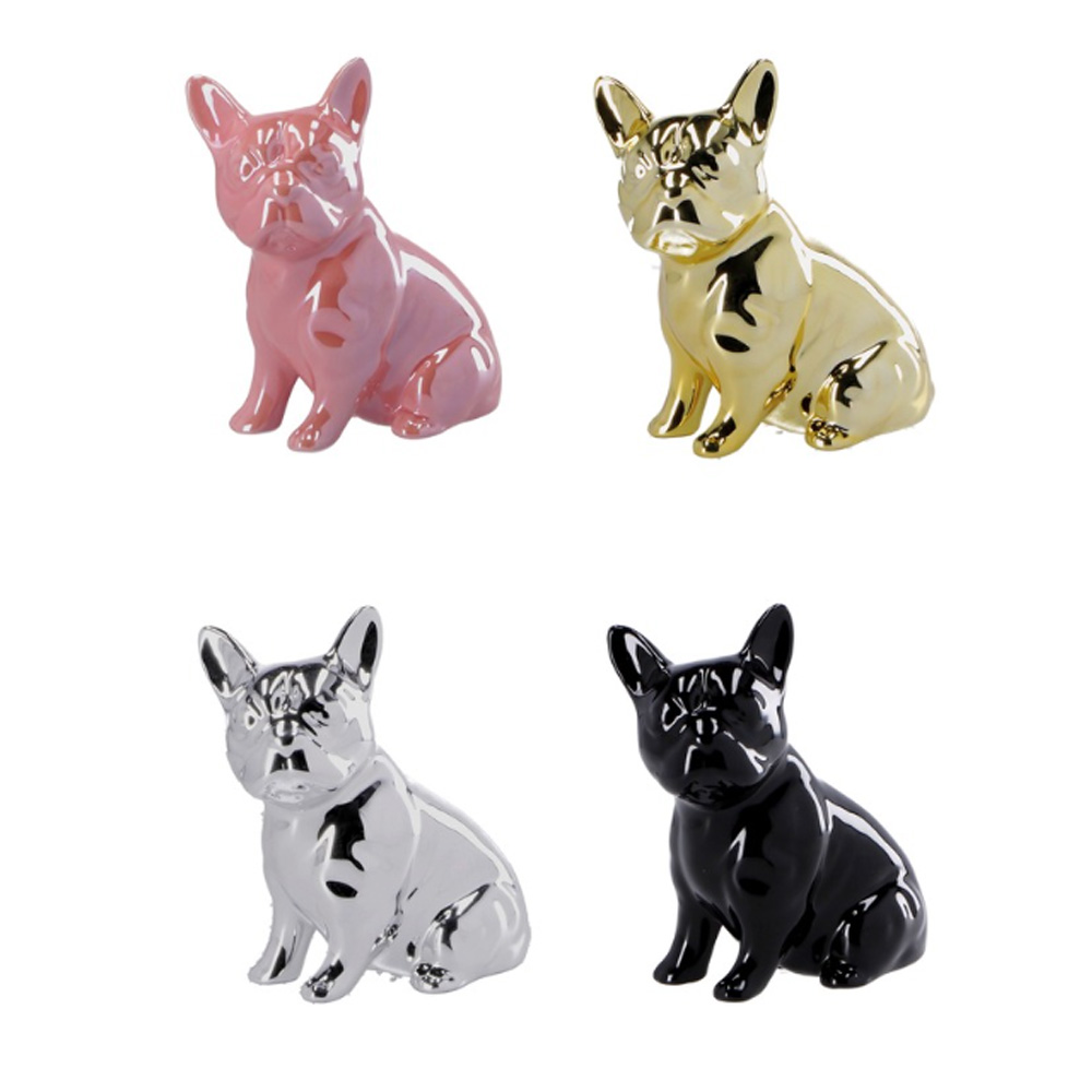 CERAMIC DOG DECORATIONS ASSORTED 4 COLOURS 14X7X15.5CM