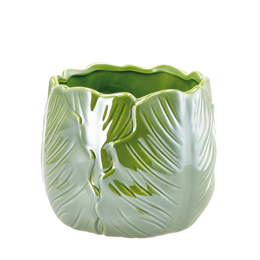 DOLOMITE VASE LEAF 15.5x14.CM
