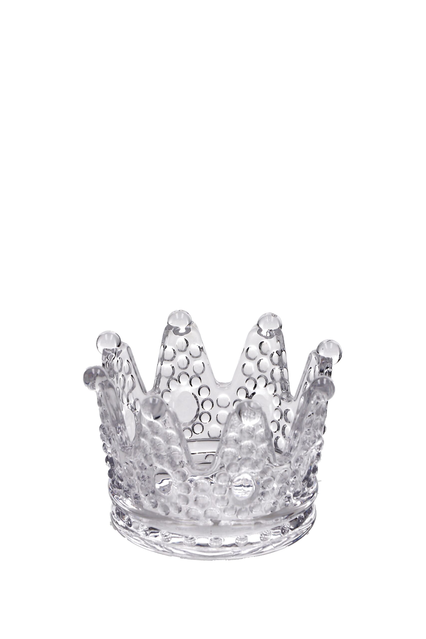 GLASS CANDLE HOLDER HAKI CROWN MODEL 12.5X8CM