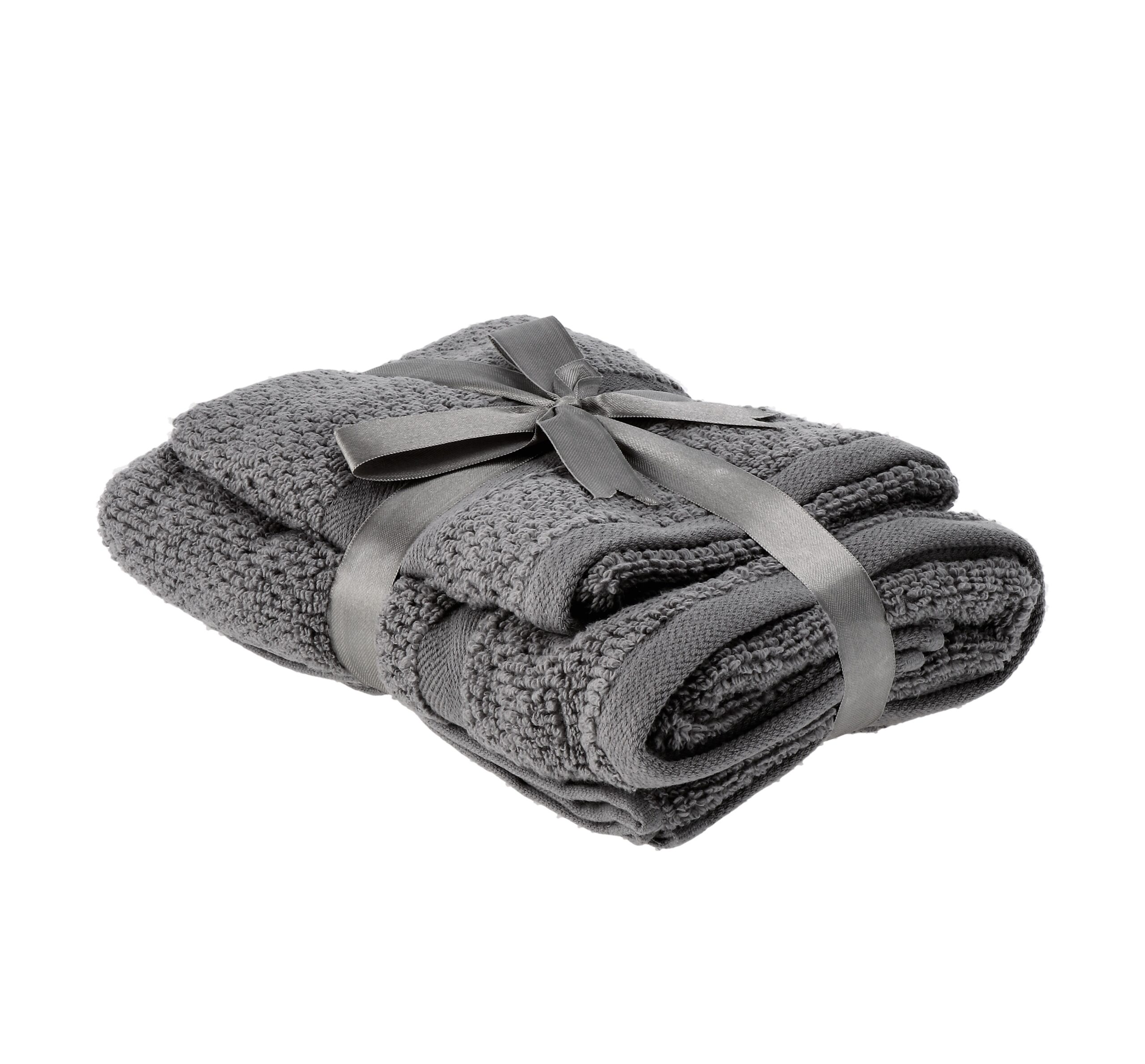 SET OF 2 COTTON TOWELS WIDA DARK GREY 400G/M² 40X55CM, 55X100CM, 400G/M²