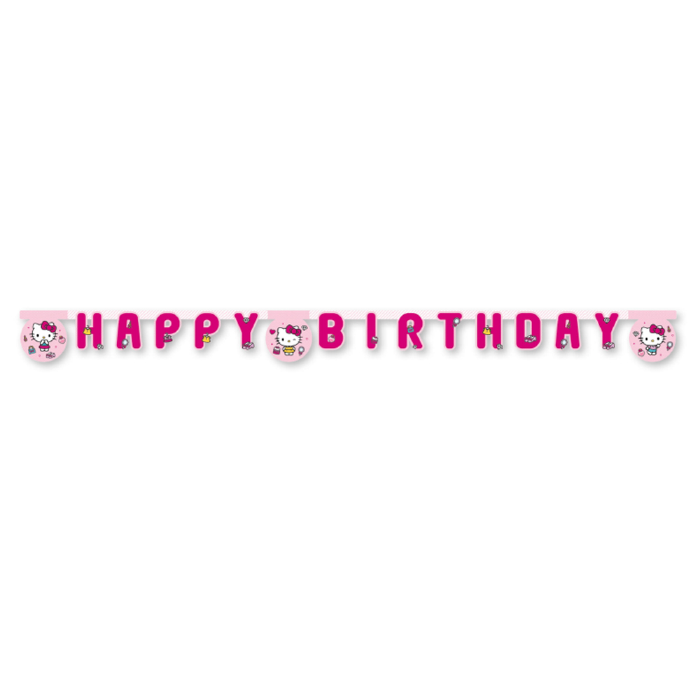 HAPPY BIRTHDAY BANNER HELLO KITTY FASHION DIE-CUT
