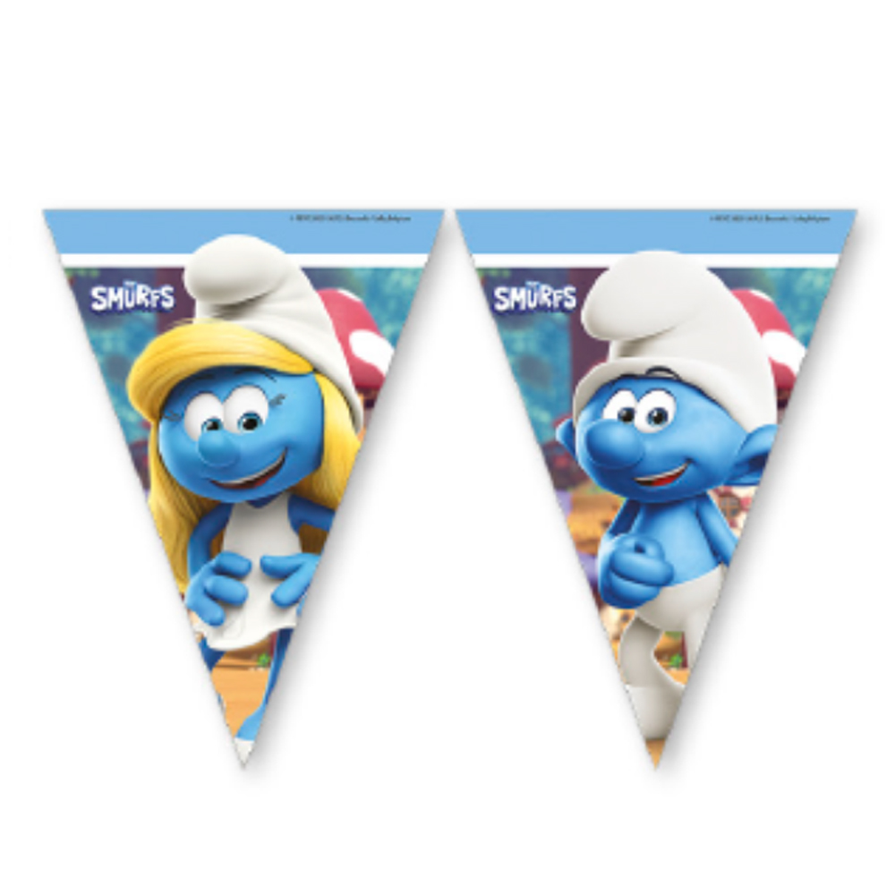 PAPER TRIANGLE FLAG BANNER SMURFS