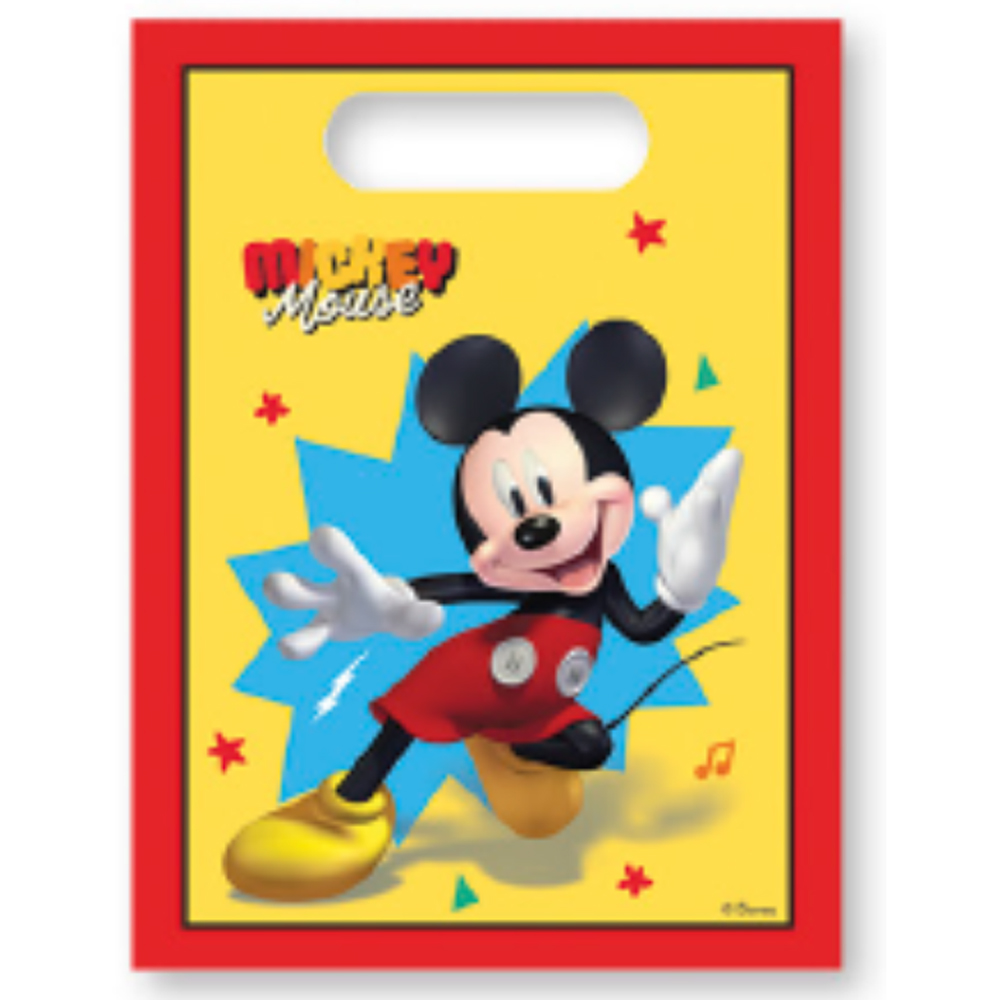 PLASTIC PARTY BAGS DISNEY MICKEY JUMP INTO FUN 6PCS