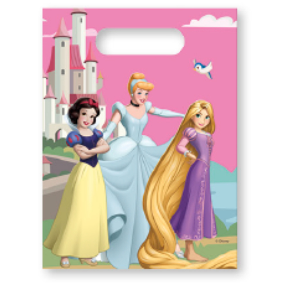 PLASTIC PARTY BAGS DISNEY PRINCESS CREATE YOUR WORLD 6PCS
