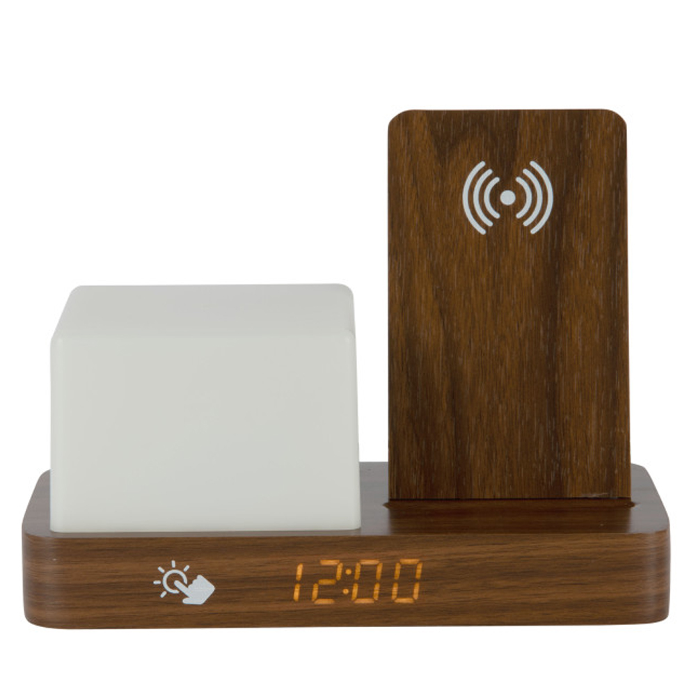 ALARM CLOCK RETRO WITH NIGHT LIGHT LED DARK WOOD VENEER 13.2X21X11.5CM - Image 3