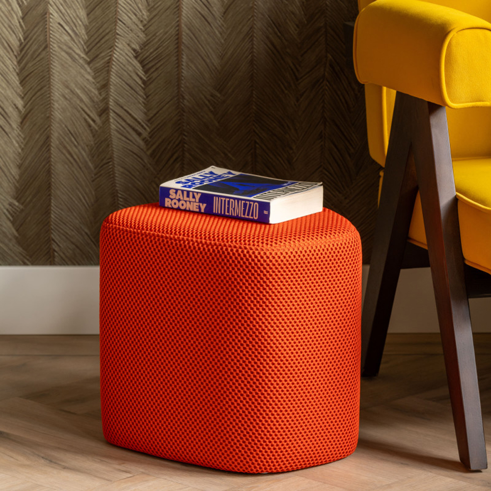 POUF RETRO MESH TRIANGLE BRIGHT ORANGE 36X36CM - Image 4