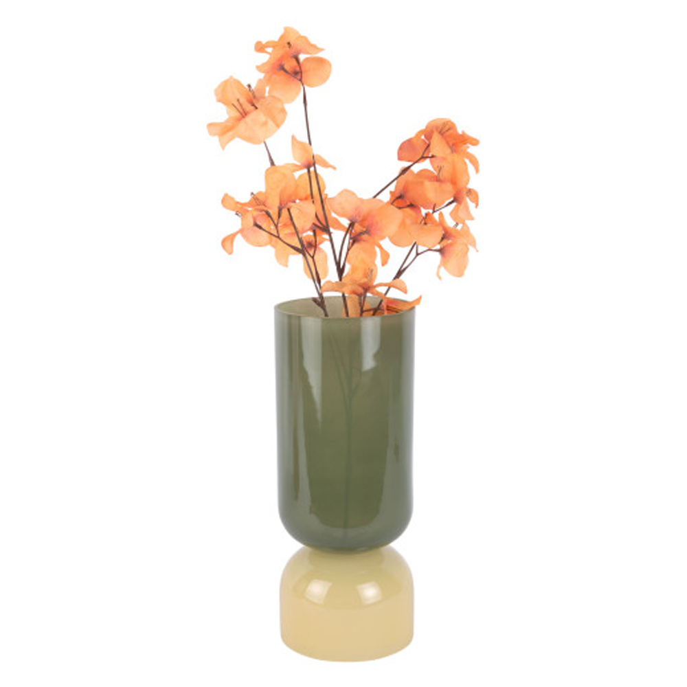 VASE VARIADO COLORES LARGE JUNGLE GREEN WITH SOFT YELLOW 15X37CM - Image 4