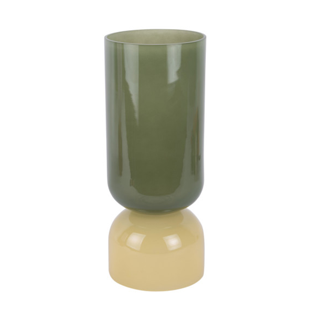 VASE VARIADO COLORES LARGE JUNGLE GREEN WITH SOFT YELLOW 15X37CM