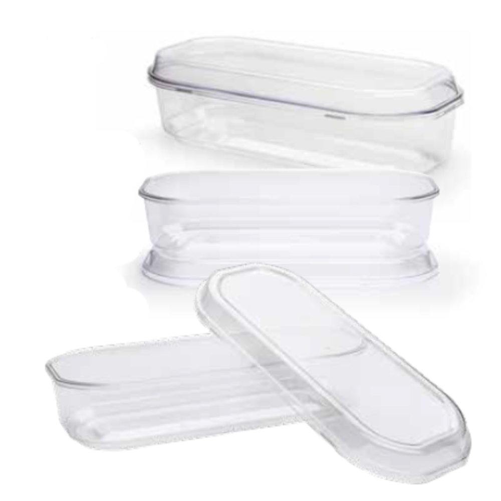 PARALLELOGRAM BOWL WITH CAP 1250CC TRANSPARENT 27.5X11.5X6CM - Image 2