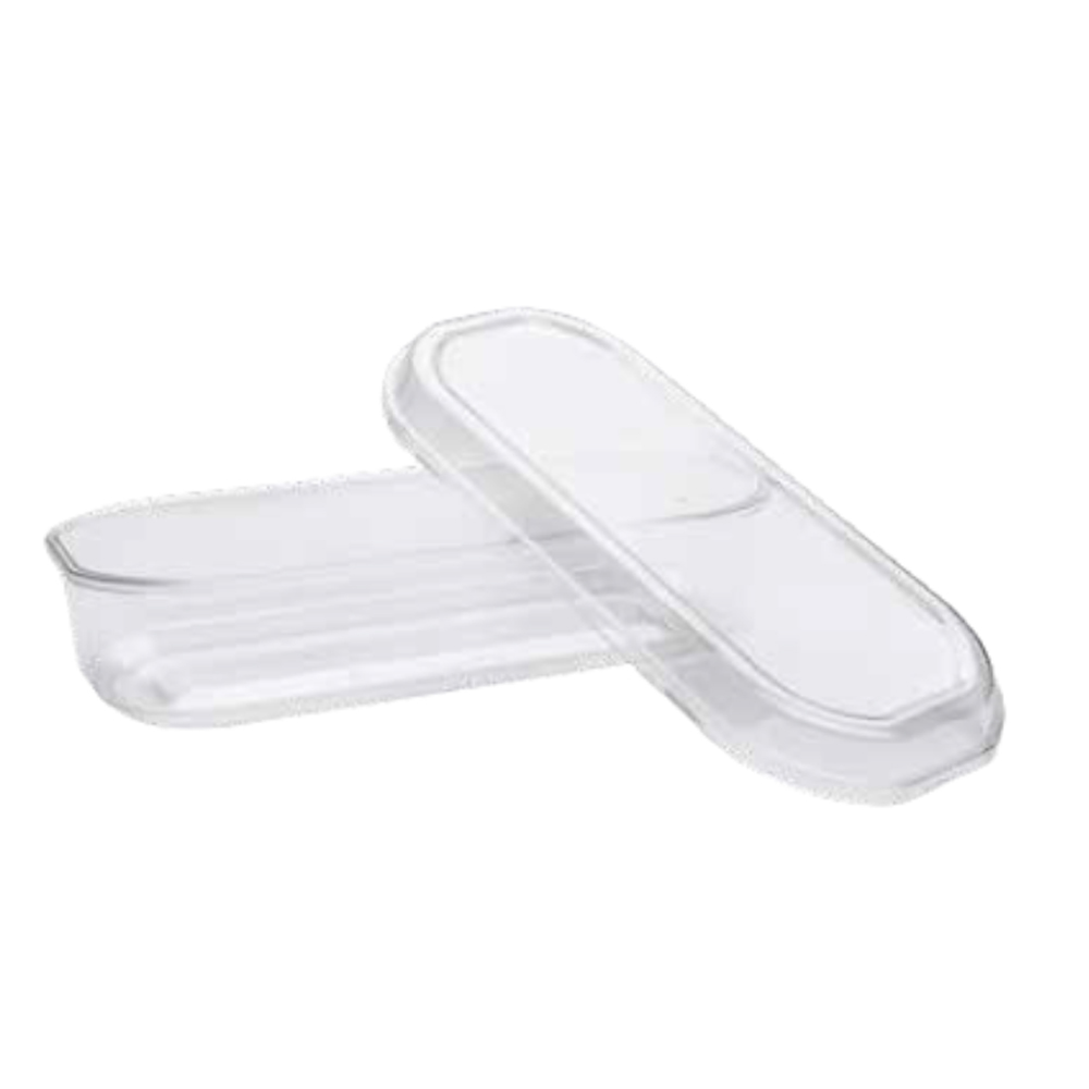 PARALLELOGRAM BOWL WITH CAP 1250CC TRANSPARENT 27.5X11.5X6CM