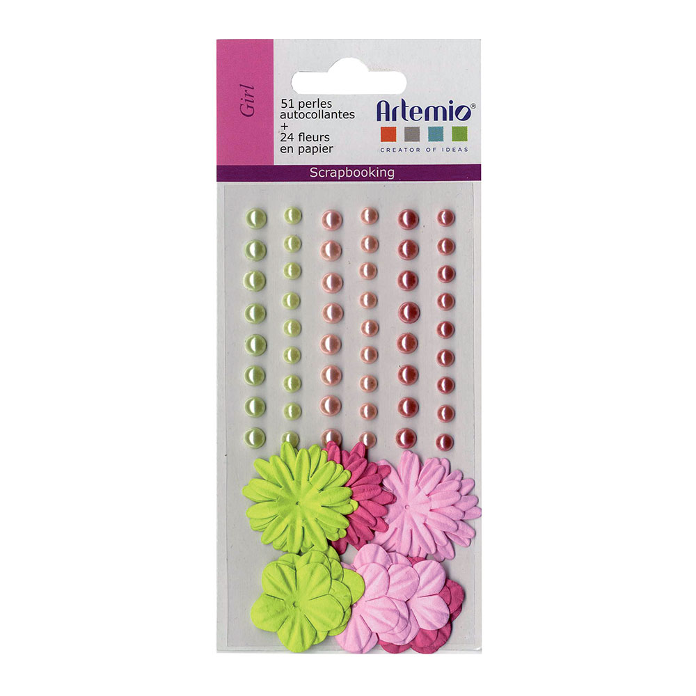 STICKERS FLOWERS AND PEARLS GIRL 75PCS