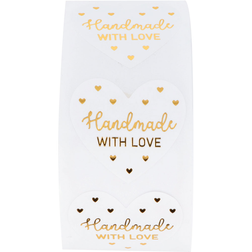STICKERS ROLL HANDMADE WITH LOVE 3.5X3.5CM 100PCS - Image 3