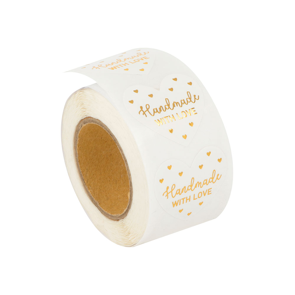 STICKERS ROLL HANDMADE WITH LOVE 3.5X3.5CM 100PCS - Image 2