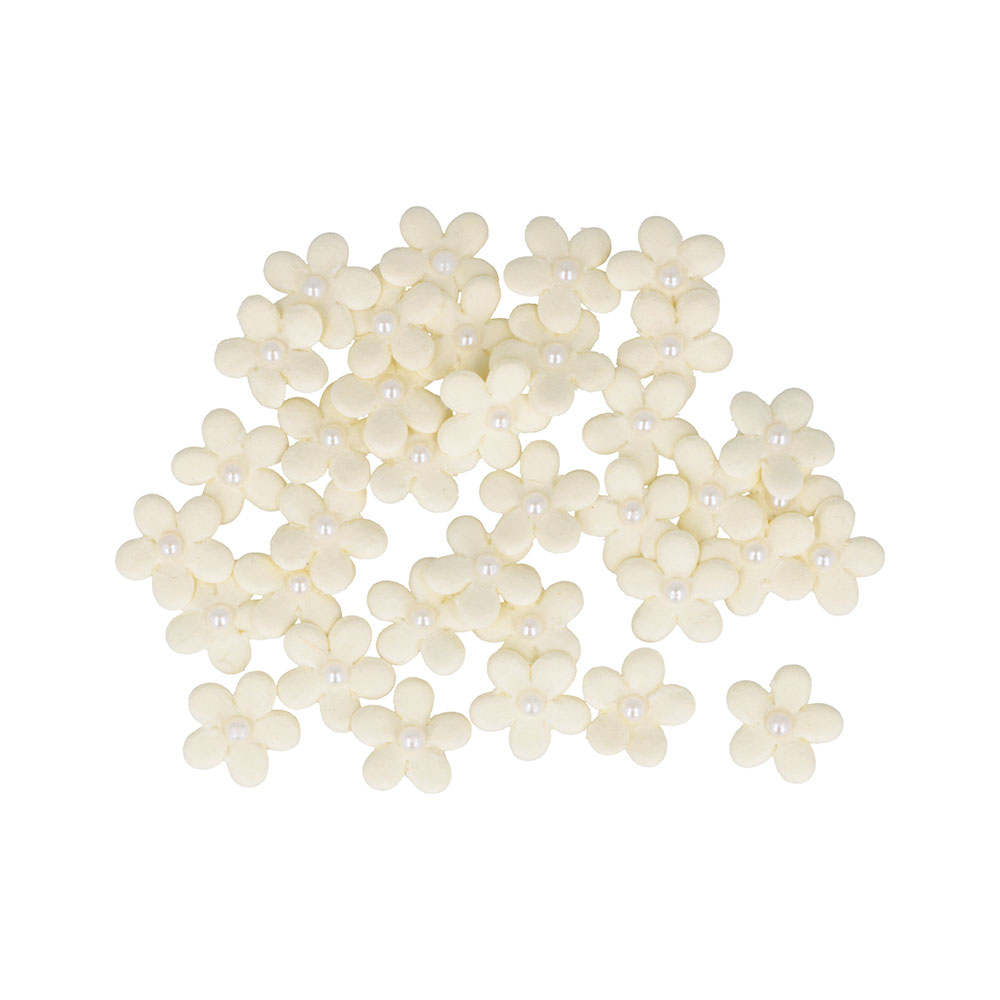 DECORATION RECYCLED COTTON FLOWERS CREME LARGE 50PCS - Image 2
